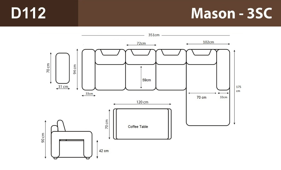 Mason- 3SC Leather Sofa Lounge Set